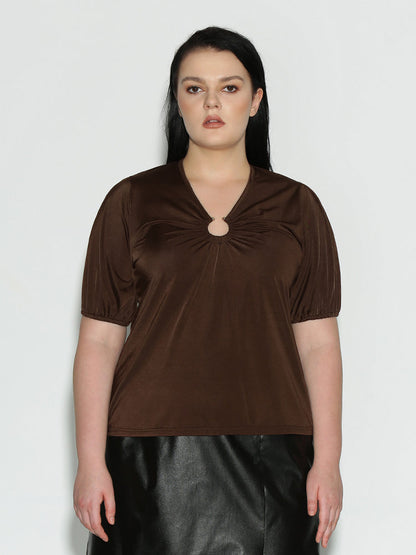 Notch Short Sleeve Top