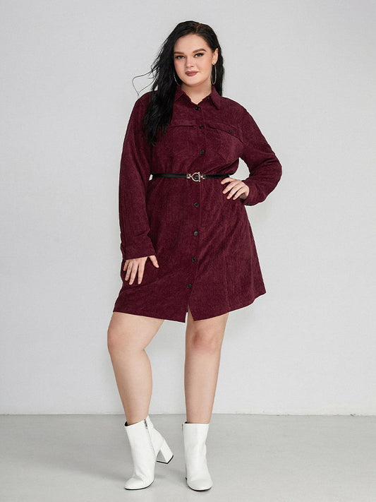 Button Shirt Collar Regular Dress
