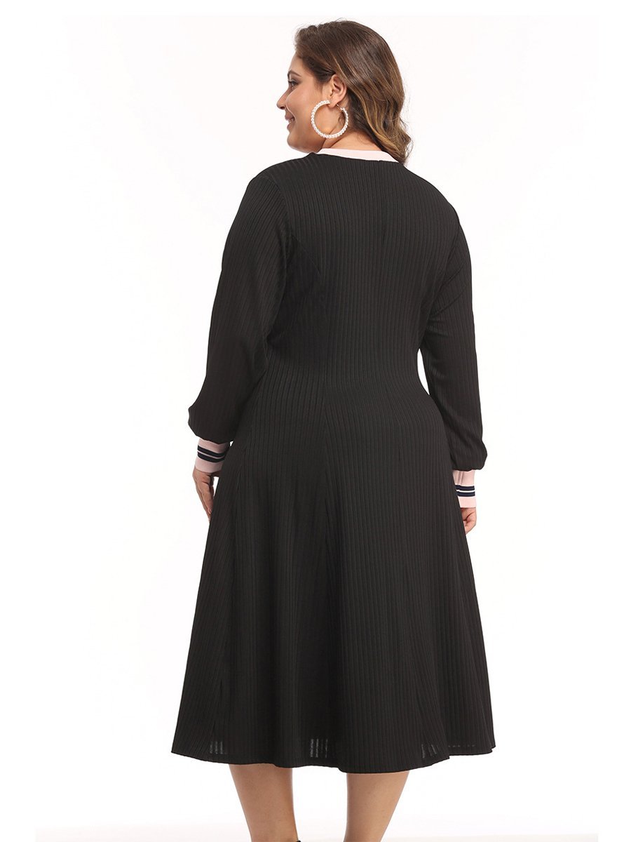 Patchwork Round Neck Knit Dress