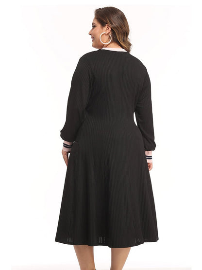 Patchwork Round Neck Knit Dress