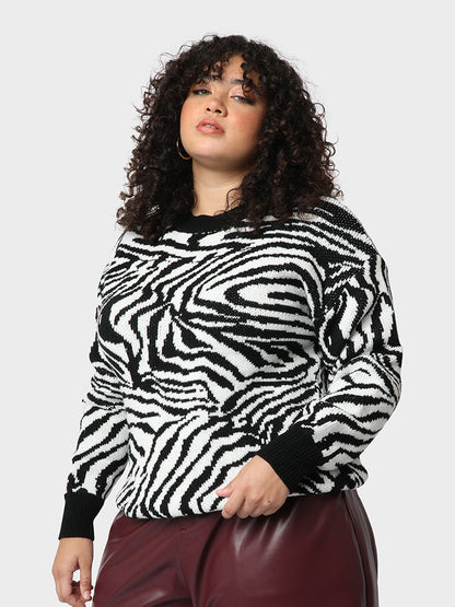 Patchwork Zebra Pattern Sweater
