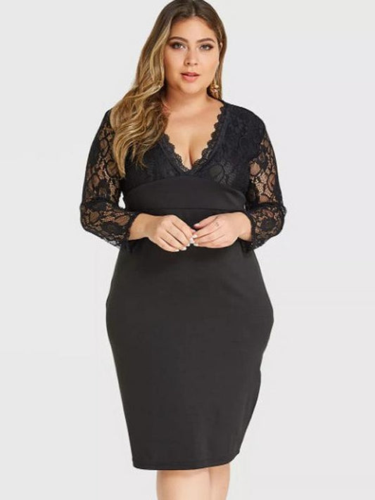 Petal V-neck Lace Dress