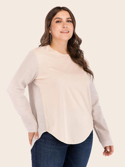 Stripe Patchwork Round Neck T-shirt