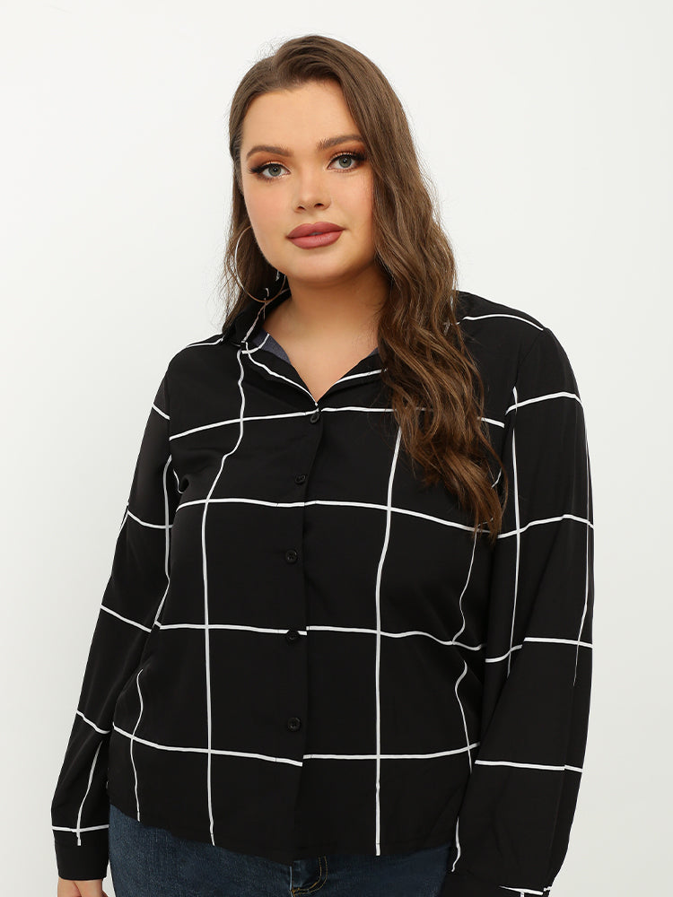 Line Check Casual Blouse