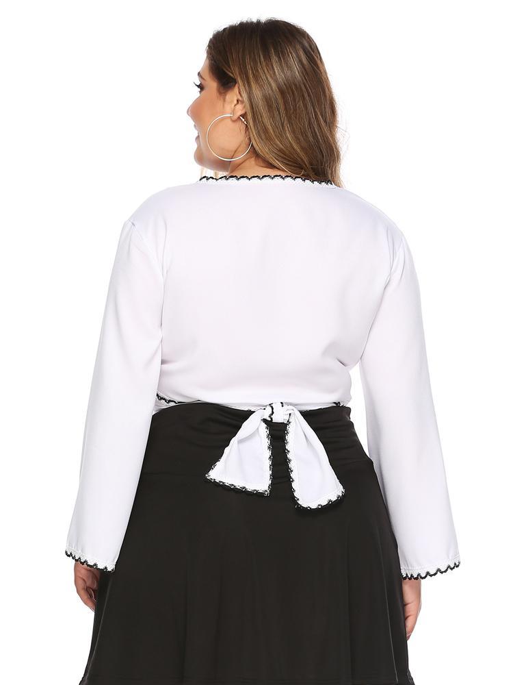 Lace Wrap Flared Sleeve Crop Top