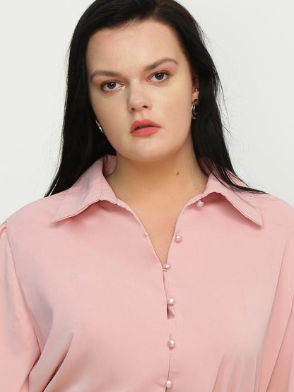 Lapel Collar Button Blouse