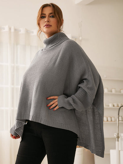 Funnel Neck Irregular Hem Sweater
