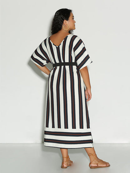 Striped Half Sleeve Dress
