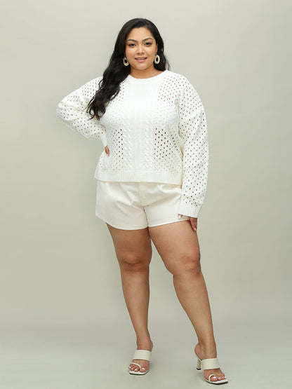 Cutout Open Round Neck Sweater