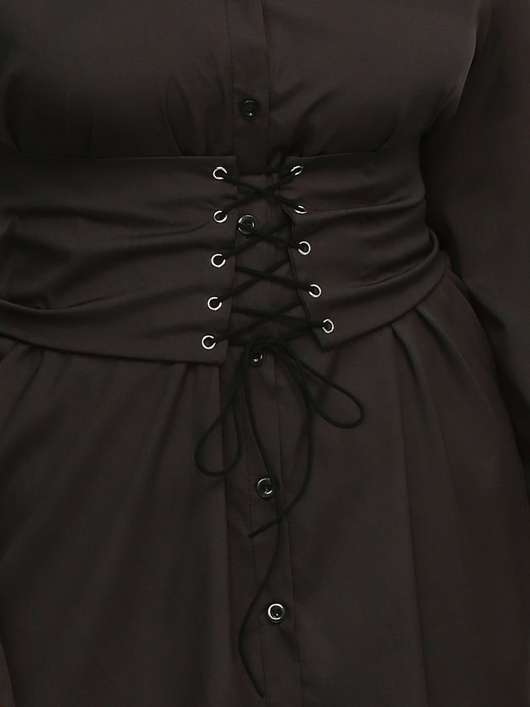 Cross Knotted Button Tiered Dress