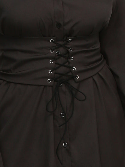 Cross Knotted Button Tiered Dress