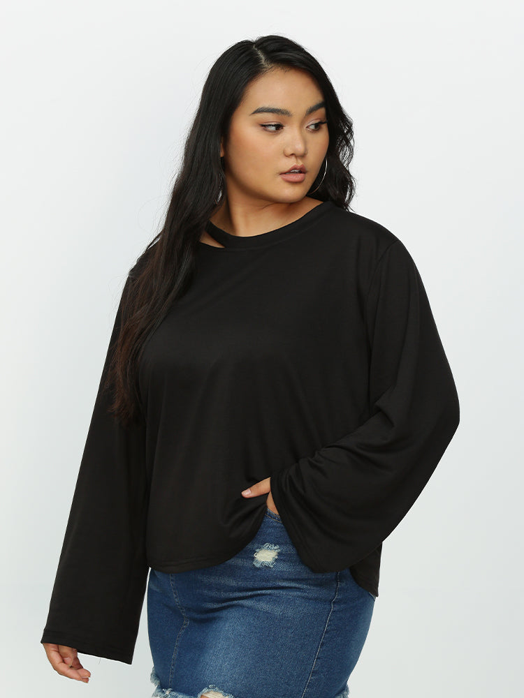 Cut Out Bell Sleeve T-Shirt