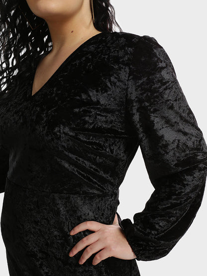 Solid Color V-neck Bodycon Dress