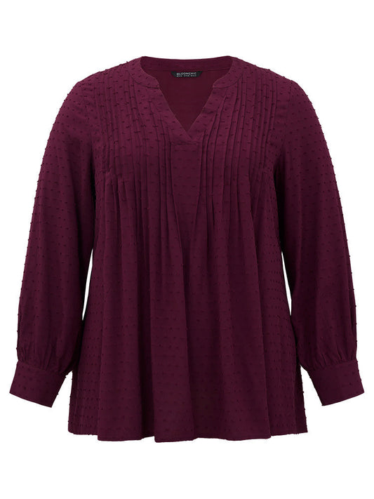 Plicated Detail Polka Dot Blouse