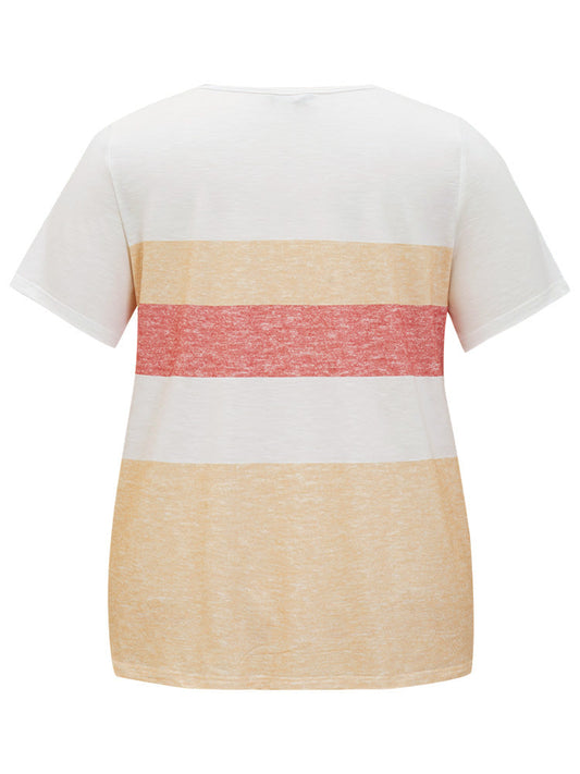 Colorblock Contrast Slightly Stretchy Heather T-shirt