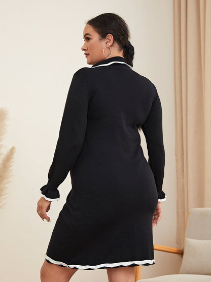 Button Color Block Sweater Dress