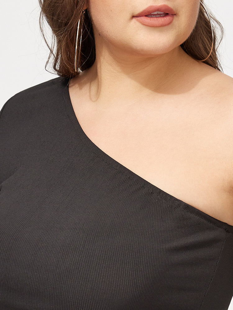 Solid One Shoulder T-shirt