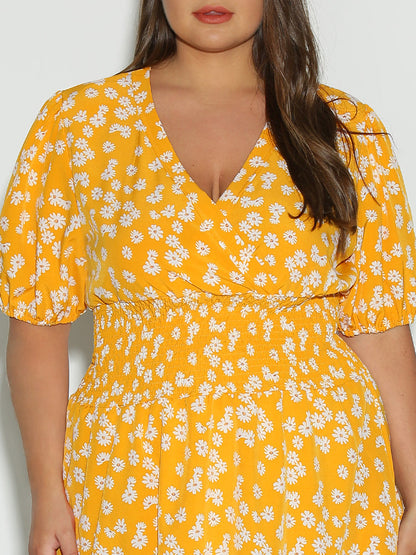 Puff Sleeve Ditsy Floral Dress