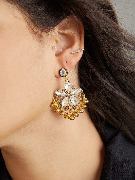 Floral Shape Rhinestones Earrings