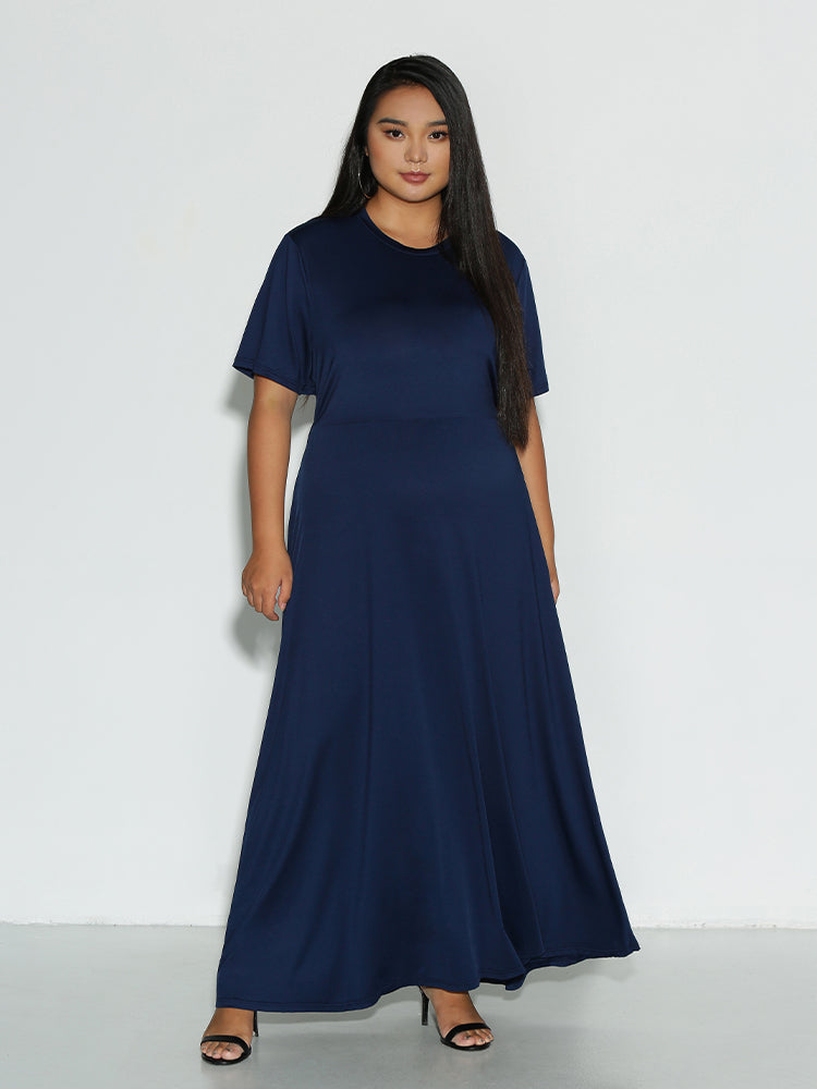 Back Bowknot Short Sleeve Dress