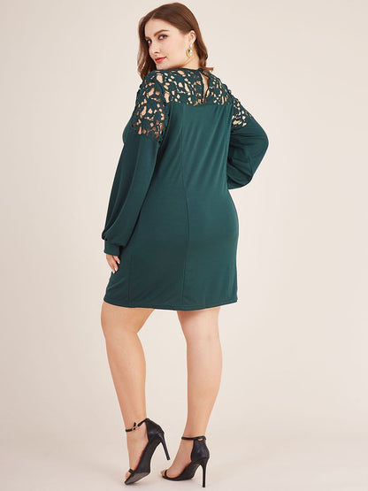 Hollow Out Lantern Sleeve Dress