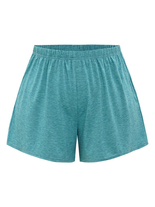 Plain Heather Elastic Waist Sleep Shorts