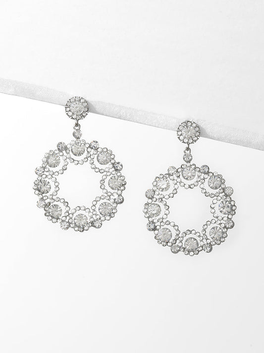 Rhinestone Round Drop Earrings