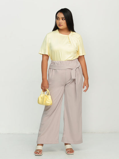 Ruched Neckline Short Sleeve T-Shirt