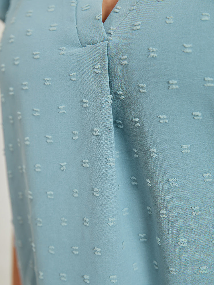 Polka Dot Ruffle Cap Sleeve Notched Neck Blouse