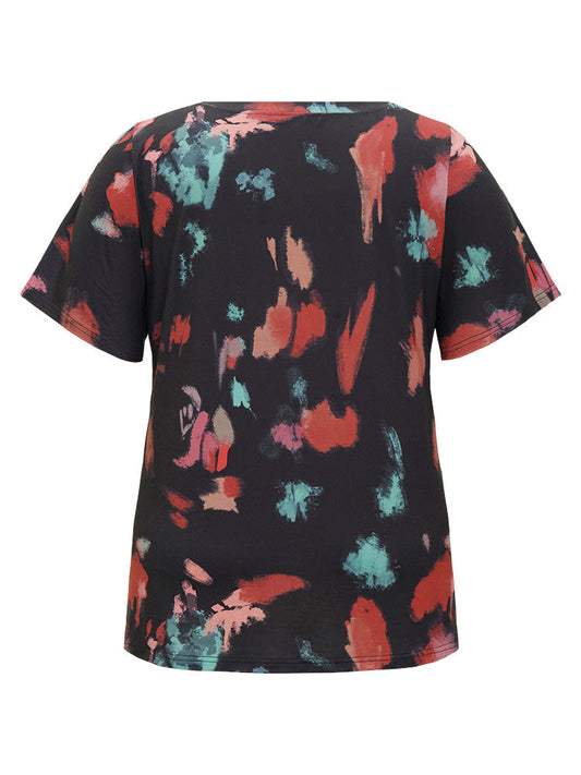 Slogan & Tie Dye Drop Shoulder Graphic Tee