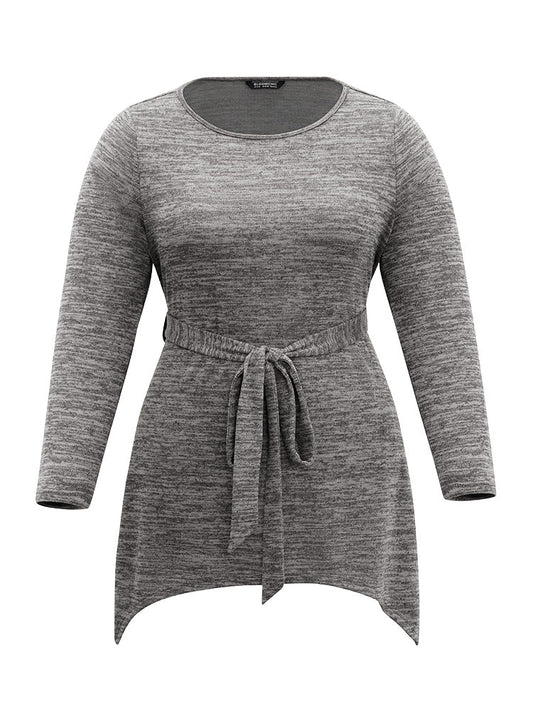 Solid Heather Belted Hanky Hem T-shirt