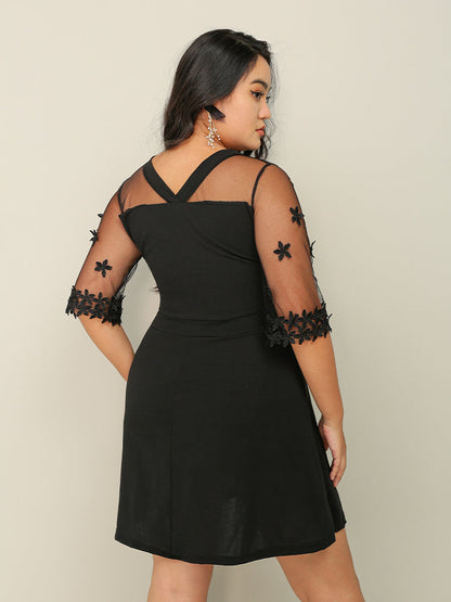 Floral Mesh Stitching Dress