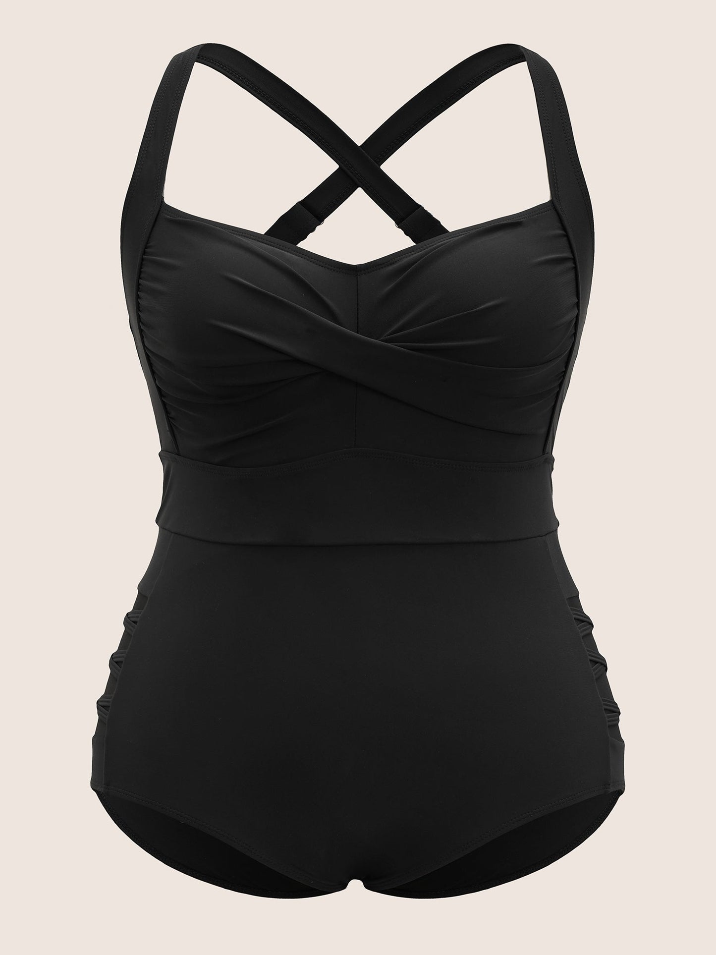 Twist Front Mesh Skinny One Piece Swimsuit