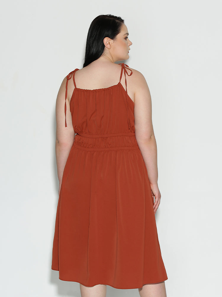 Shirred Knot Tiered Dress