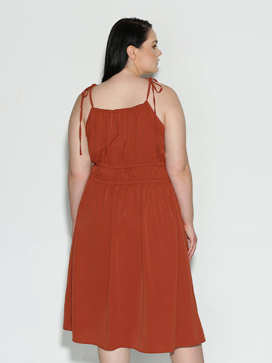 Shirred Knot Tiered Dress