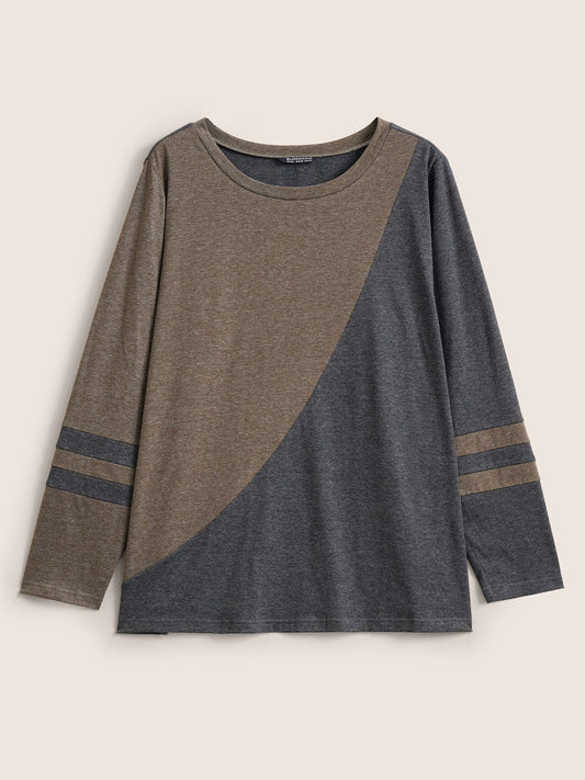 Two Tone Contrast Round Neck T-shirt