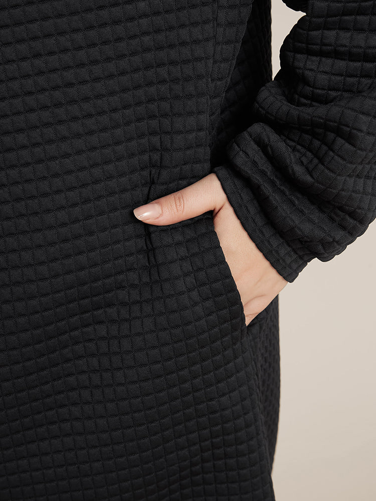 Plain Lapel Collar Open Front Pocket Coat