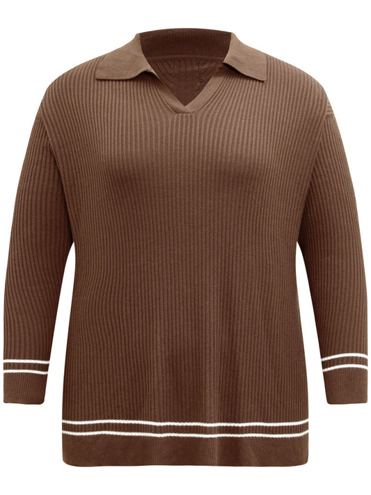 Supersoft Essentials Polo Striped Contrast Pullover