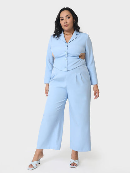 Cut Out Suit Collar Top