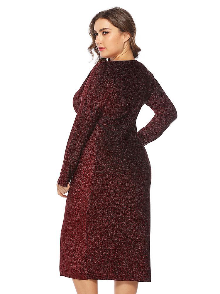 Knot V-neck Split Elegant Dress