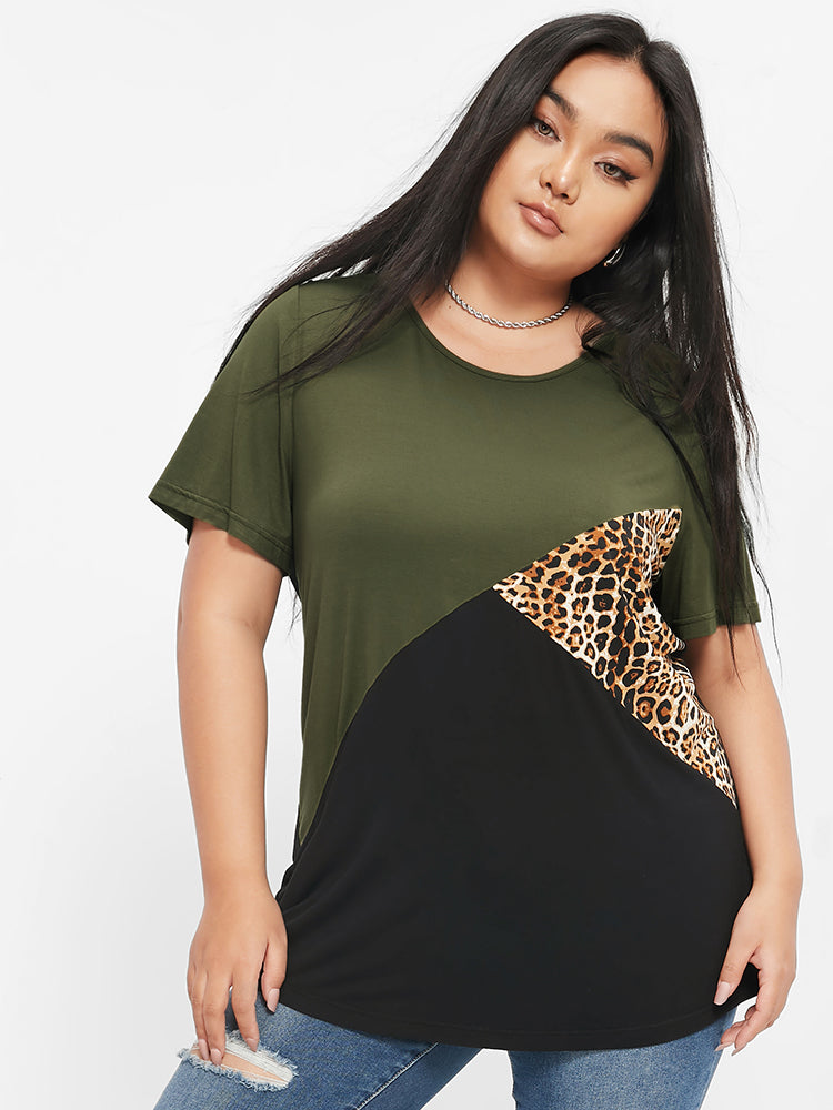 Color Block Leopard T-shirt