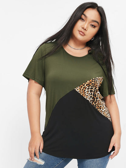 Color Block Leopard T-shirt