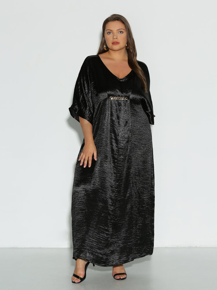 Satin Dolman Sleeve Dress