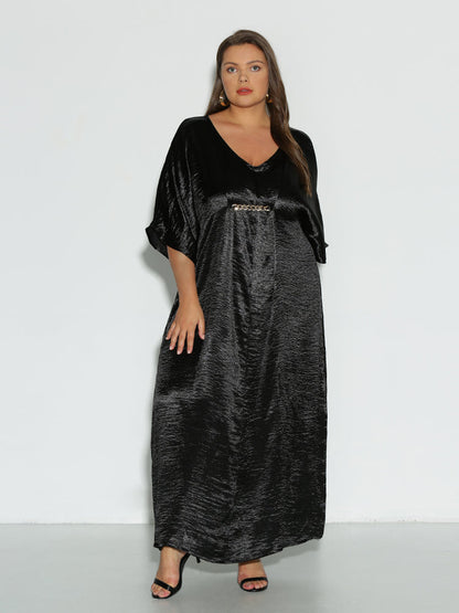 Satin Dolman Sleeve Dress