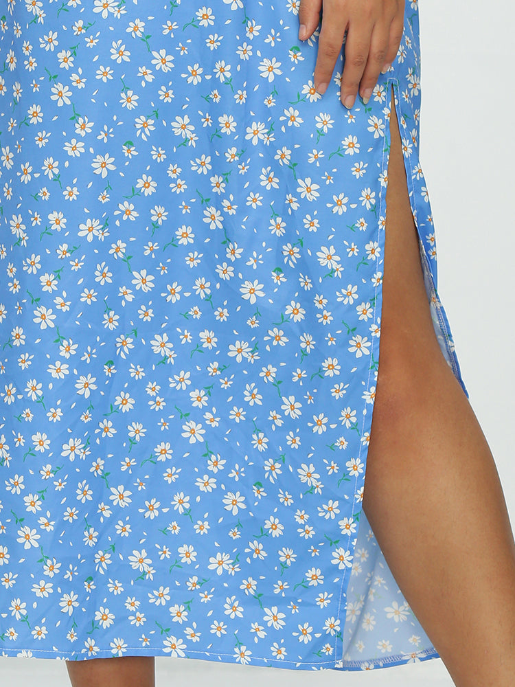 Ditsy Floral Split Hem Skirt