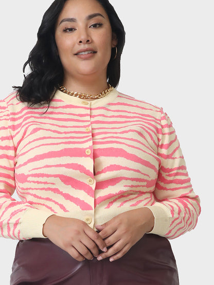 Tiger Grain Button Patchwork Sweater