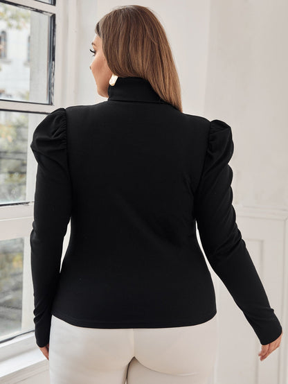 Button Detail Gigot Sleeve Tee