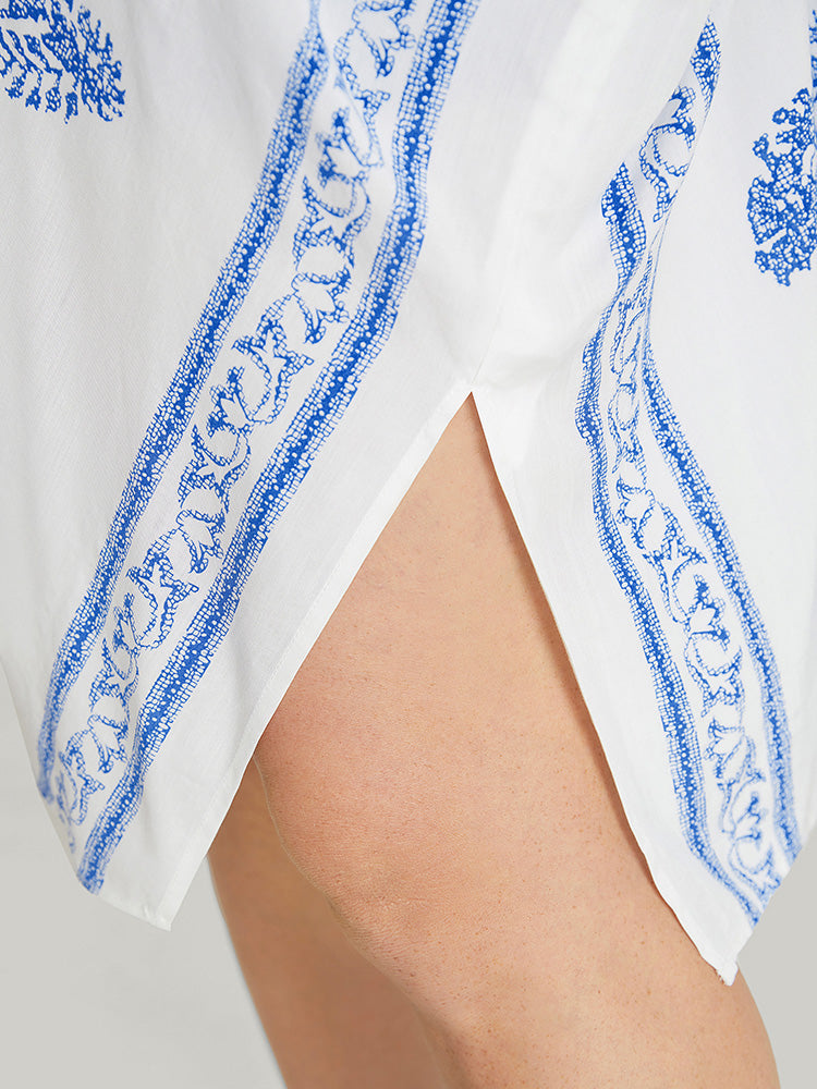 Bandana Print Batwing Sleeve Split Hem Kimono