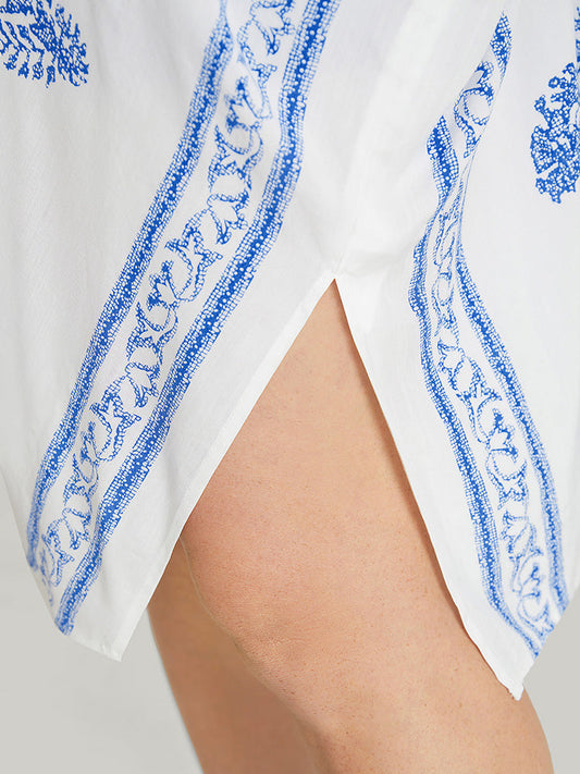 Bandana Print Batwing Sleeve Split Hem Kimono