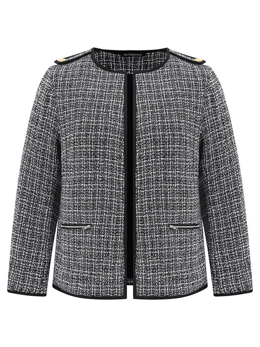 Tweed Pocket Button Detail Jacket